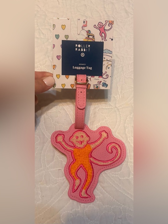 Roller Rabbit Accessories - Roller Rabbit Pink and Orange Monkey Luggage Tag